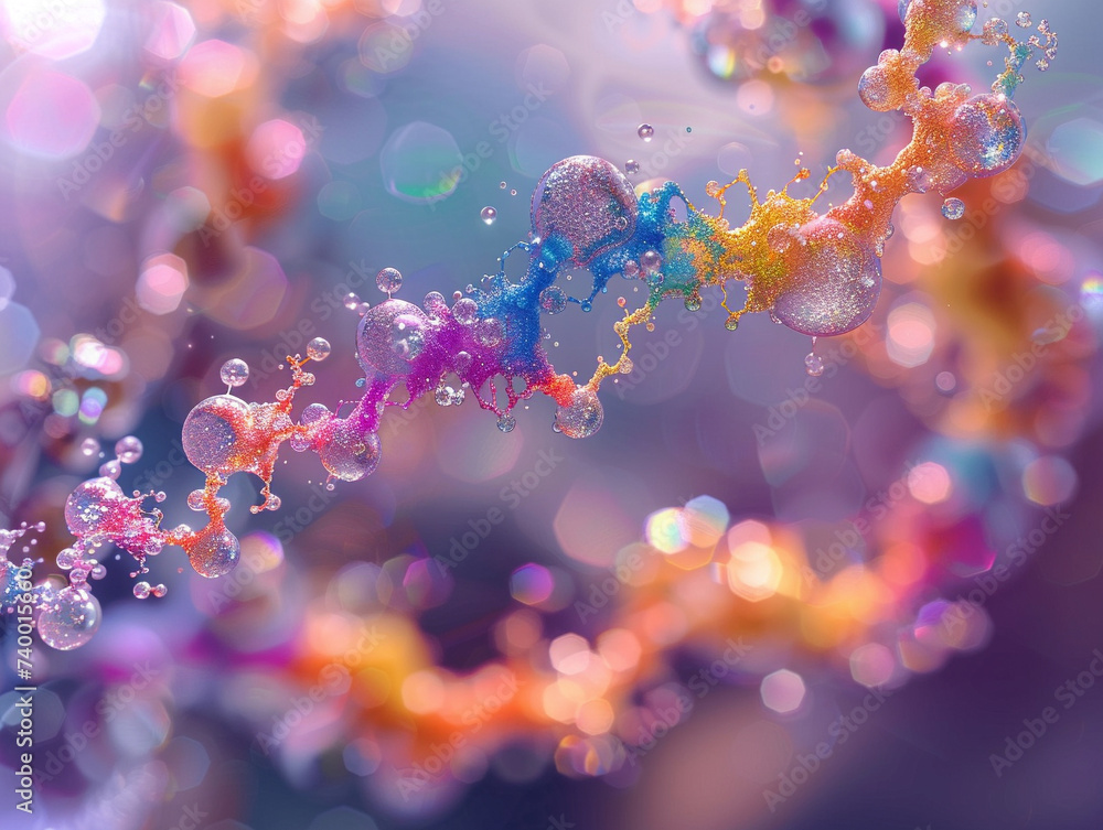 Poster 3d render of a molecule with a fractal structure infinitely complex