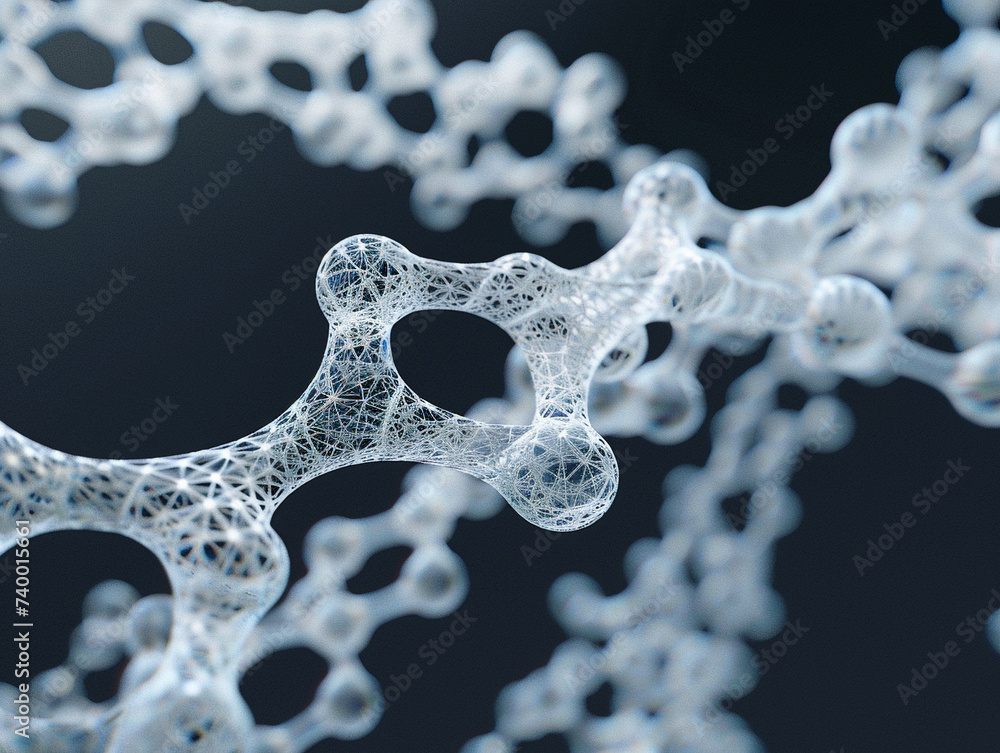 Poster 3d render of a molecule with a lace texture delicate and intricate