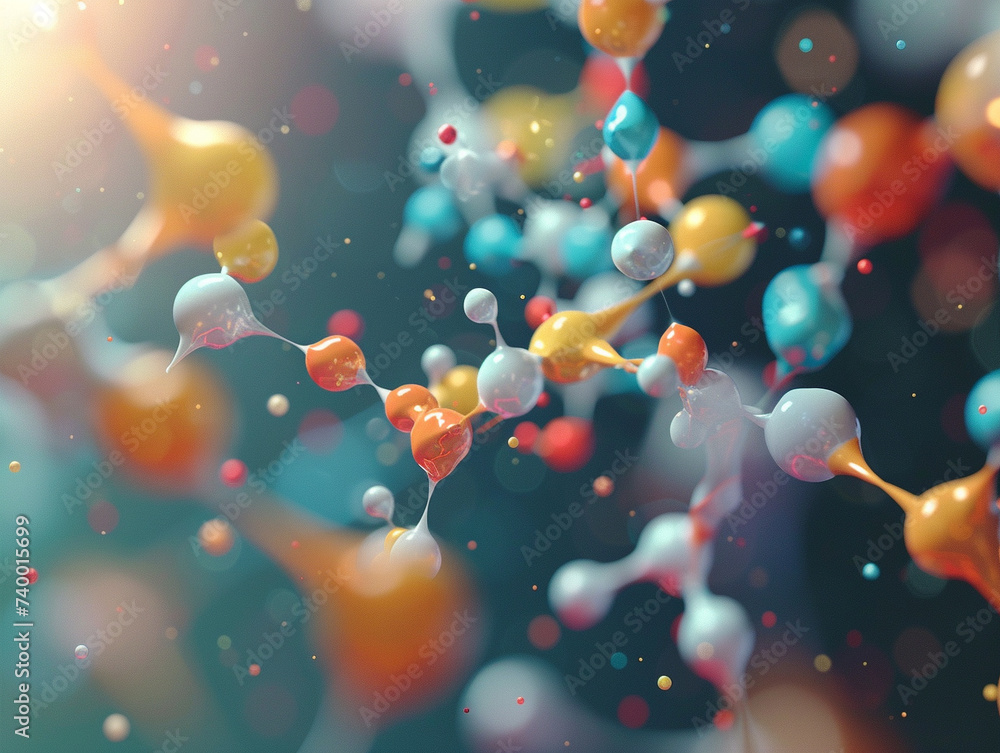Aufkleber 3d render of a colorful molecule structure.