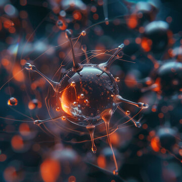3D render of a molecule with a magnetic field visualized around it