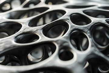 3d render of a nanostructured metal foam for lightweight construction