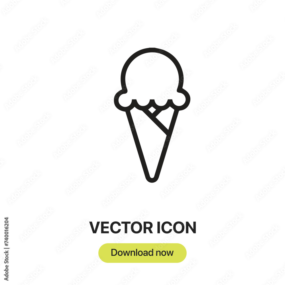 Leinwandbilder ice cream icon vector. linear-style sign for mobile concept and web design. ice cream symbol illustr