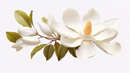 One Magnolia Flower Isolated on Transparent Background

