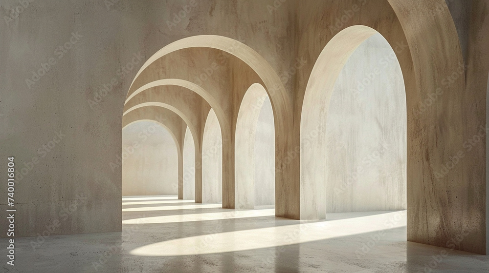 Aufkleber 3d render of a series of minimalist arches casting soft shadows