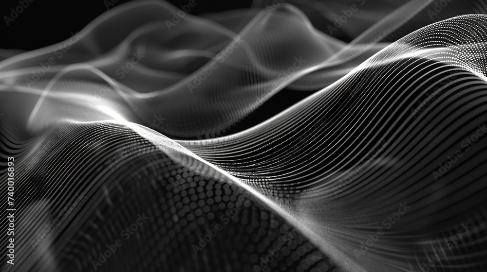 Aufkleber 3d render of a series of thin elegant lines weaving through space