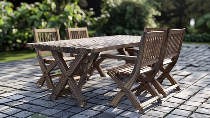 Outdoor Dining Set Isolated on a Transparent Background

