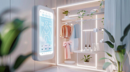 3d render of a smart AI mirror offering fashion and health advice