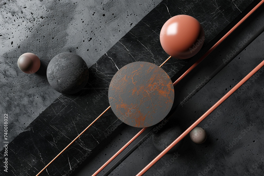 Poster 3d render of sleek abstract shapes against a minimalist textured background