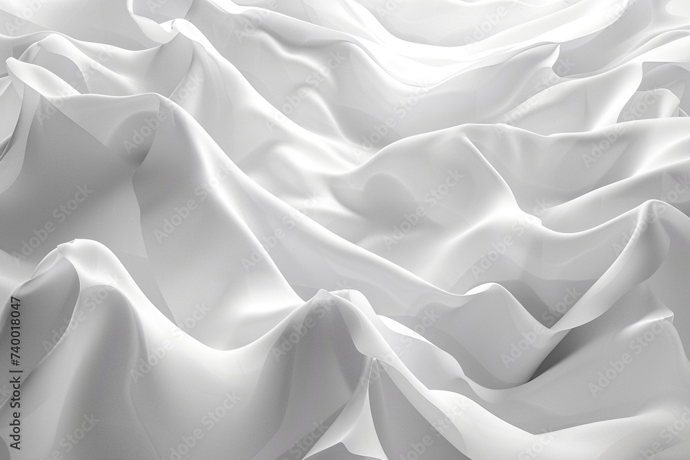 Poster 3d render of soft undulating waves in a monochrome palette