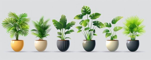Row of Potted Plants Stacked