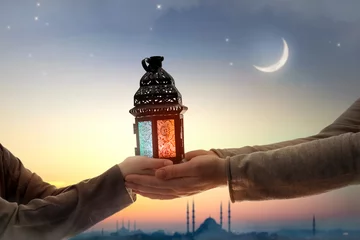  Ornamental Arabic lantern with burning candle © Konstantin Yuganov