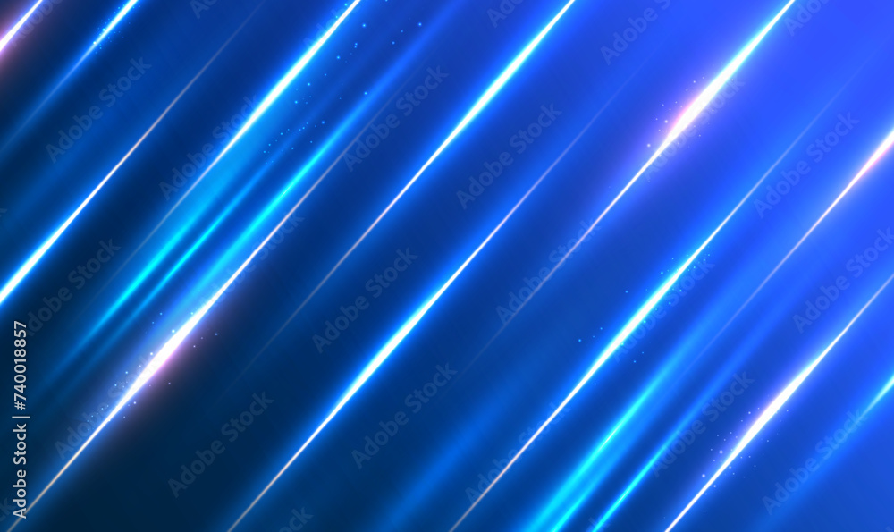 Aufkleber blue technology background with motion neon light effect. abstract futuristic background with glowin