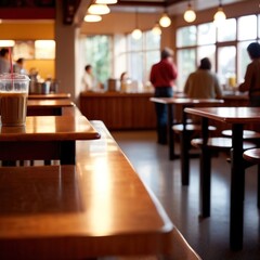 Interior of casual fast service restaurant dining area, indoor architecture - 740018880