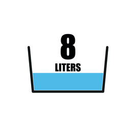 8 liters icon. Liquid measure vector design in liters isolated on white background