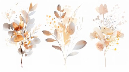 Set of Watercolor Floral Elements - Collection

