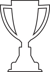 Trophy cup line icon, Vector isolated on transparent background. Black trophy with the name plate of the winner of the Premium Quality guarantee label, Victory game competition. For Mobile and Web.