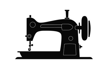 Sewing machine vector illustration, Sewing logo atelier,Manual Sew, Sewing Machine Silhouette Icon,
