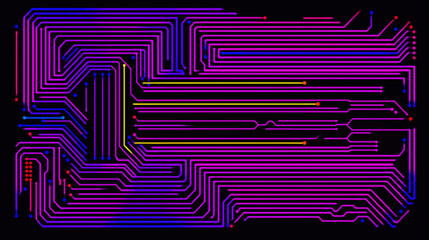 Cartoon minimalist circuit board pattern with computer chop, digital technologies background 