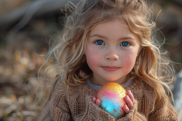 Fototapeta na wymiar Young girl holding Easter eggs_3