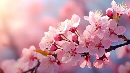 Obraz premium Beautiful pink spring cherry blossoms