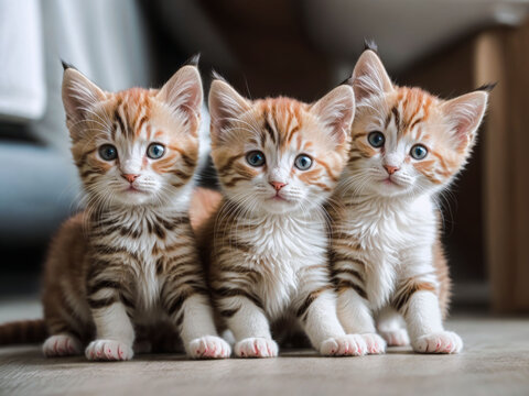 Feline Miracles: The Moment Three Kittens Look at You. 