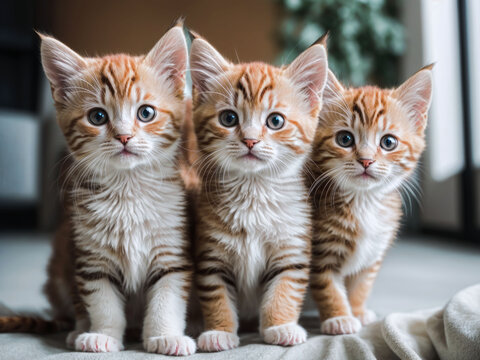 The Feline Trinity: The Fascinating Looks of Little Playful Kittens. 