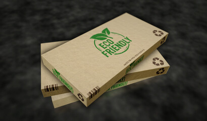 Eco friendly box pack 3d illustration