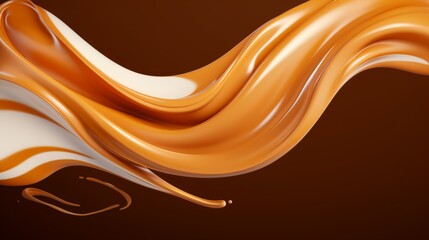 3D Caramel splash milk sauce chocolate liquid background