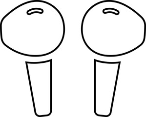 HandFree icon. Headphones wireless earphones line black vector isolated on transparent background. Headset silhouette earphone symbol computer technology icon.