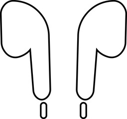 HandFree icon. Headphones wireless earphones line black vector isolated on transparent background. Headset silhouette earphone symbol computer technology icon.