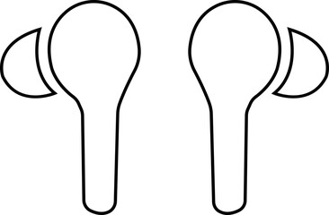 HandFree icon. Headphones wireless earphones line black vector isolated on transparent background. Headset silhouette earphone symbol computer technology icon.