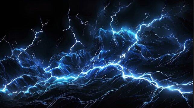 abstract lightning on dark background, blue lightning,