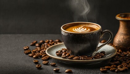 Obraz premium cup of coffee with beans
