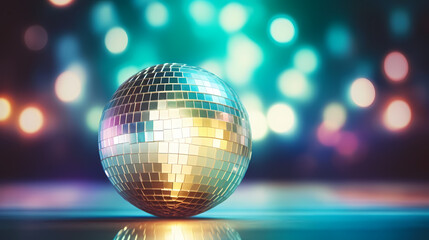 Obraz premium Disco ball illustration, multicolor music background