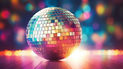 Obraz premium Disco ball illustration, multicolor music background