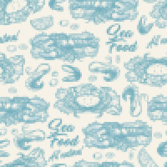 Sea food seamless pattern colorful