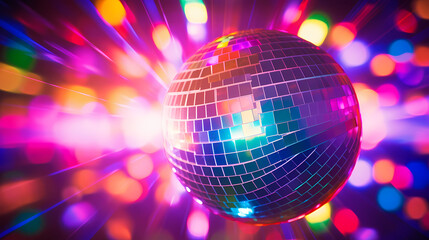 Fototapeta premium Disco ball illustration, multicolor music background