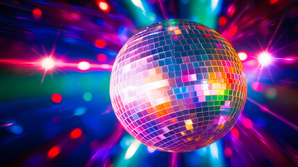 Obraz premium Disco ball illustration, multicolor music background
