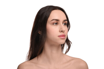 Fototapeta premium Portrait of beautiful young woman on white background