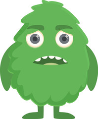 Green sad monster icon cartoon vector. Face art troll. Children design
