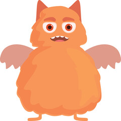 Fly bat cat monster icon cartoon vector. Funny character. Creature face