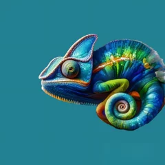 Gordijnen Closeup of Chameleon ,Generative AI © Zigma Arts