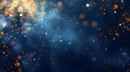 abstract background with Dark blue and gold particle. Christmas Golden light shine particles bokeh on navy blue background. Gold foil texture. Holiday concept. - Powered by Adobe
