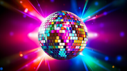 Obraz premium Disco ball illustration, multicolor music background