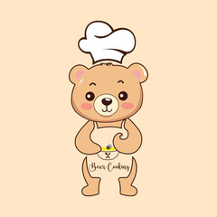 chef bear, bear cooking, vector, silhouette, cooking chef bear, teddy bear 