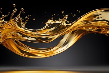 Glamorous Olive or Engine Oil Splash with Waving Effect. Concept Glamorous Photoshoot, Olive Oil Splash, Engine Oil Splash, Waving Effect, Creative Photography - obrazy, fototapety, plakaty