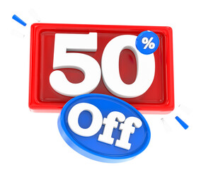 50 percent discount Blue 3d render