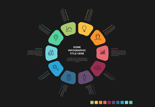 Vector icon elements in pastel circle multipurpose Infographic template on black background