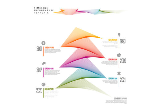 Infographic vertical timeline template with left and right lines on color time line