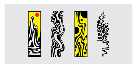 abstract geometric with liquid lines, dynamic stripes, minimalist retro design for wall art, cover book, clip art, and posters.